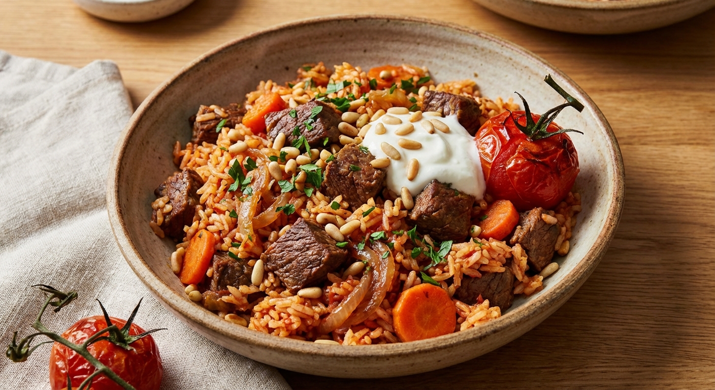One-Pot Tomato Beef Pilaf