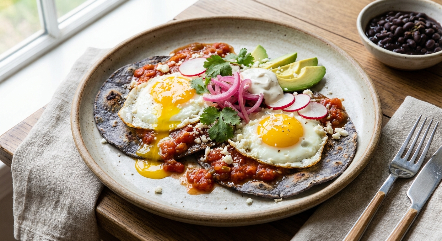 Huevos Rancheros on Corn Tortillas