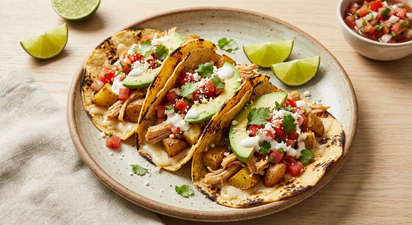 Chicken & Potato Tacos with Fresh Tomato-Onion Salsa