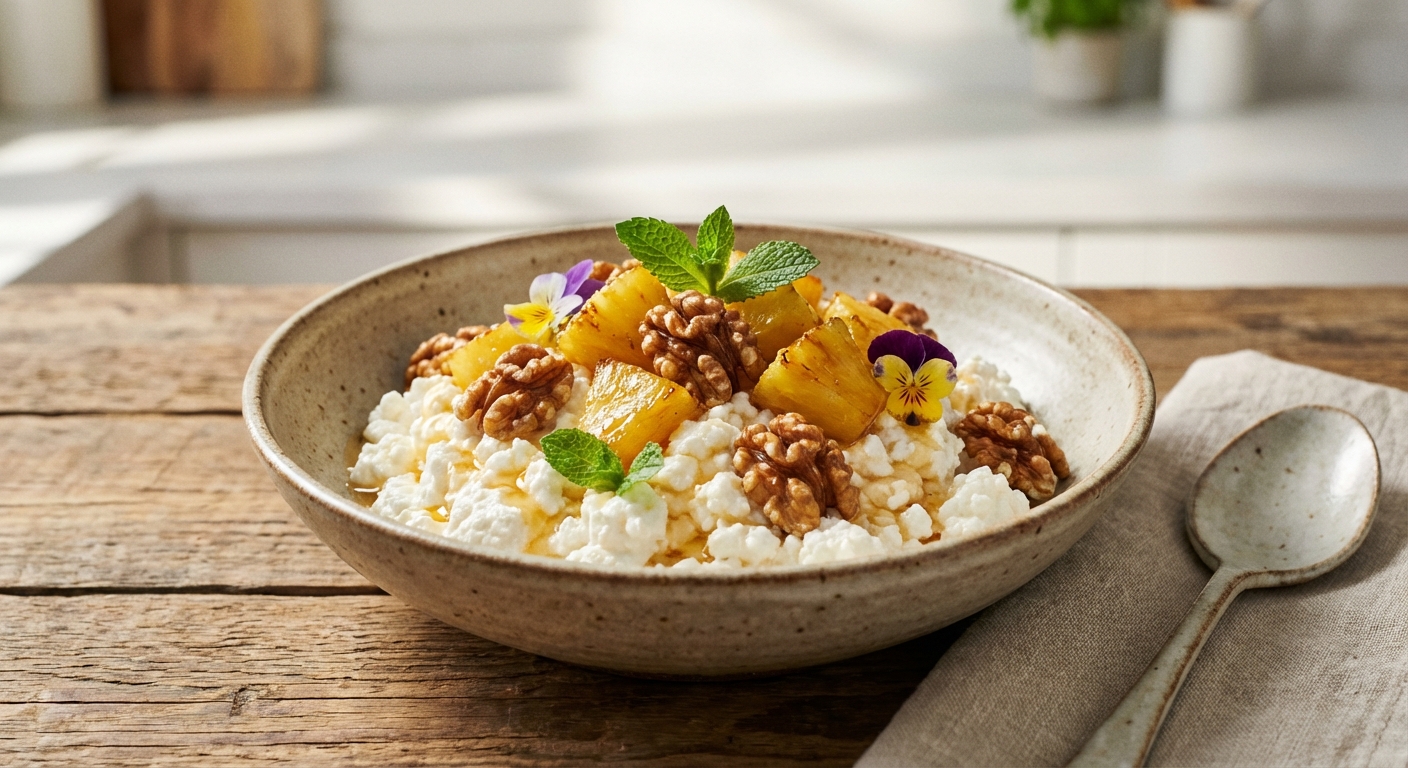 Cottage Cheese with Pineapple & Walnuts