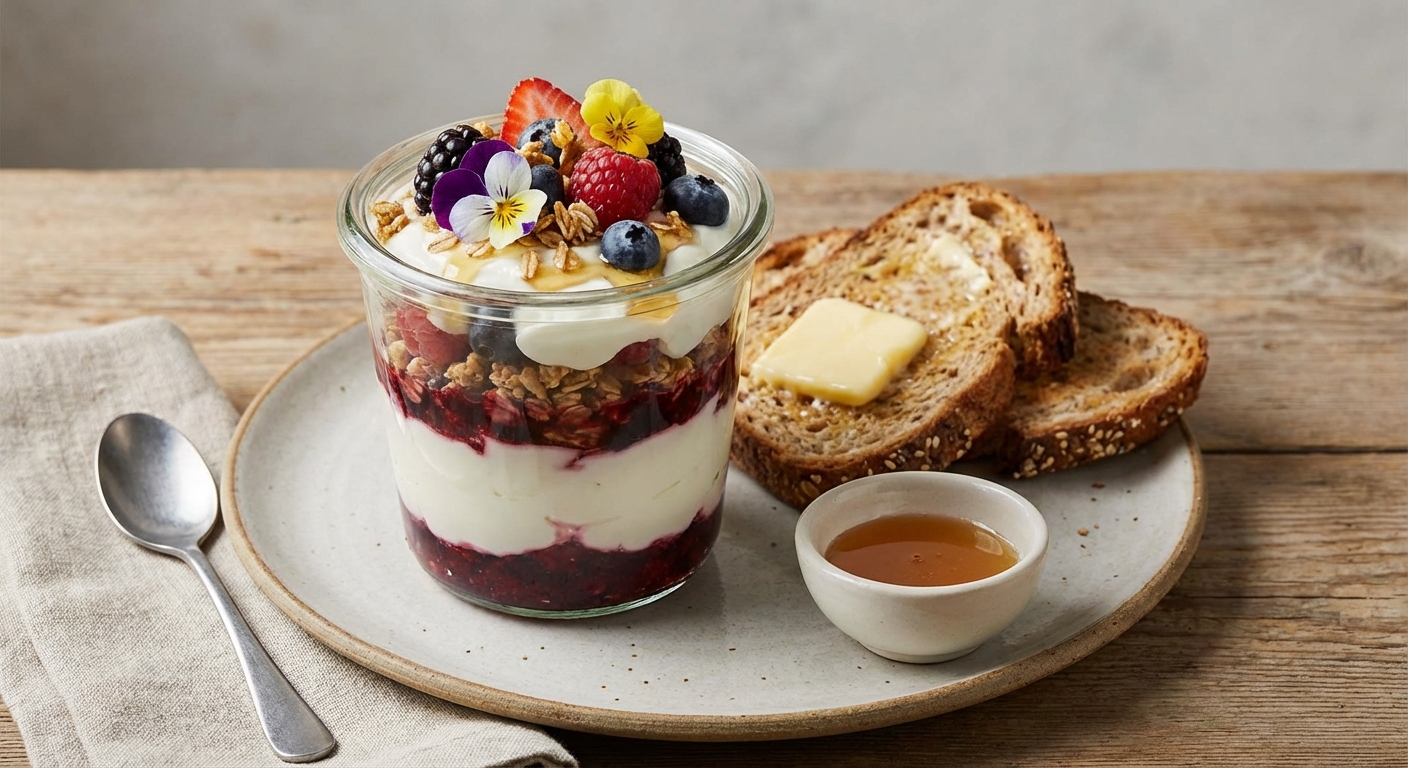 Greek Yogurt & Berry Parfait with Whole-Grain Toast