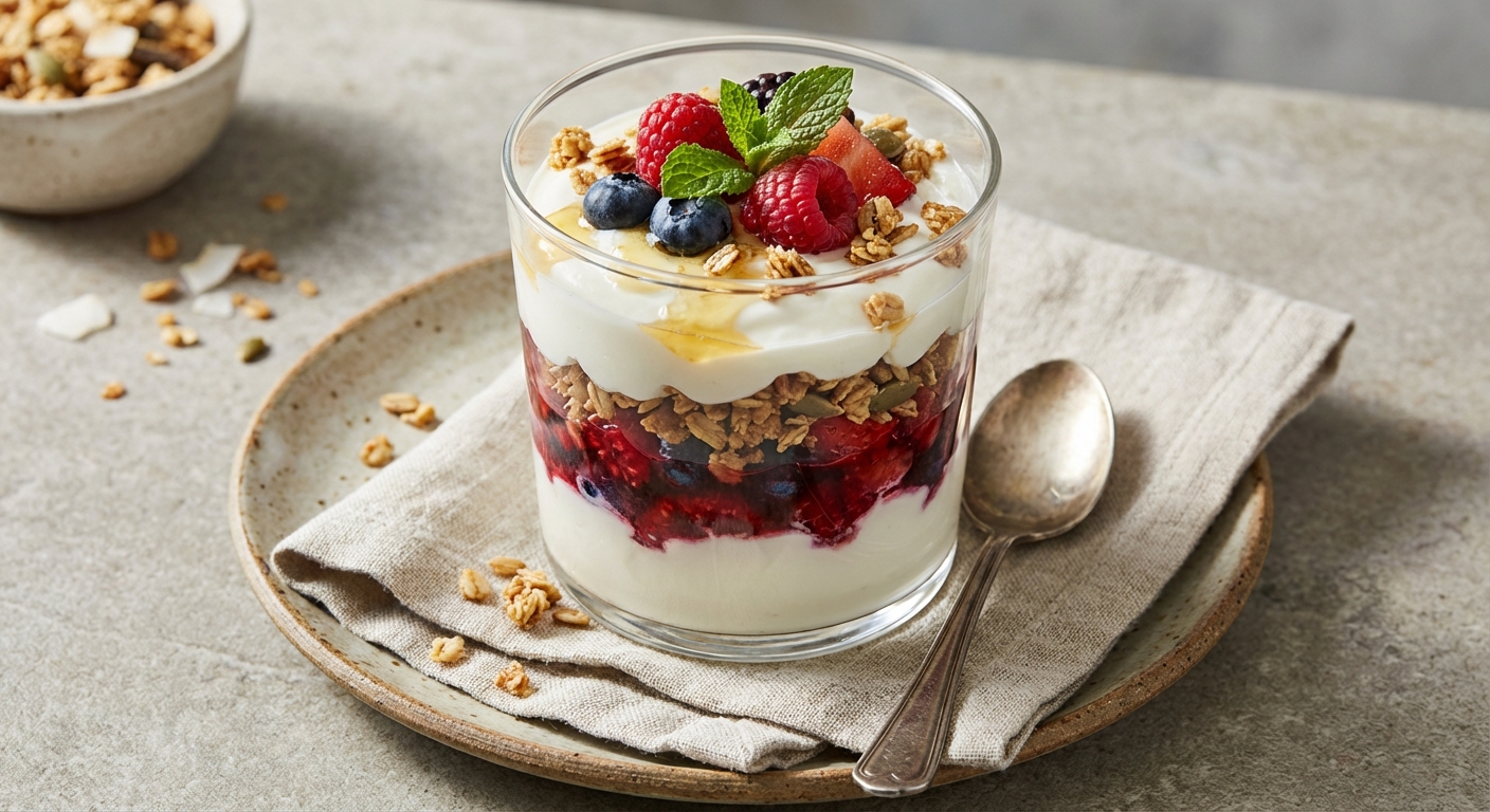 Greek Yogurt Berry Parfait with Nut-Free Oat Granola