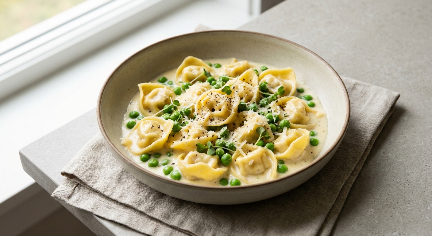 Tortellini Alfredo with Peas