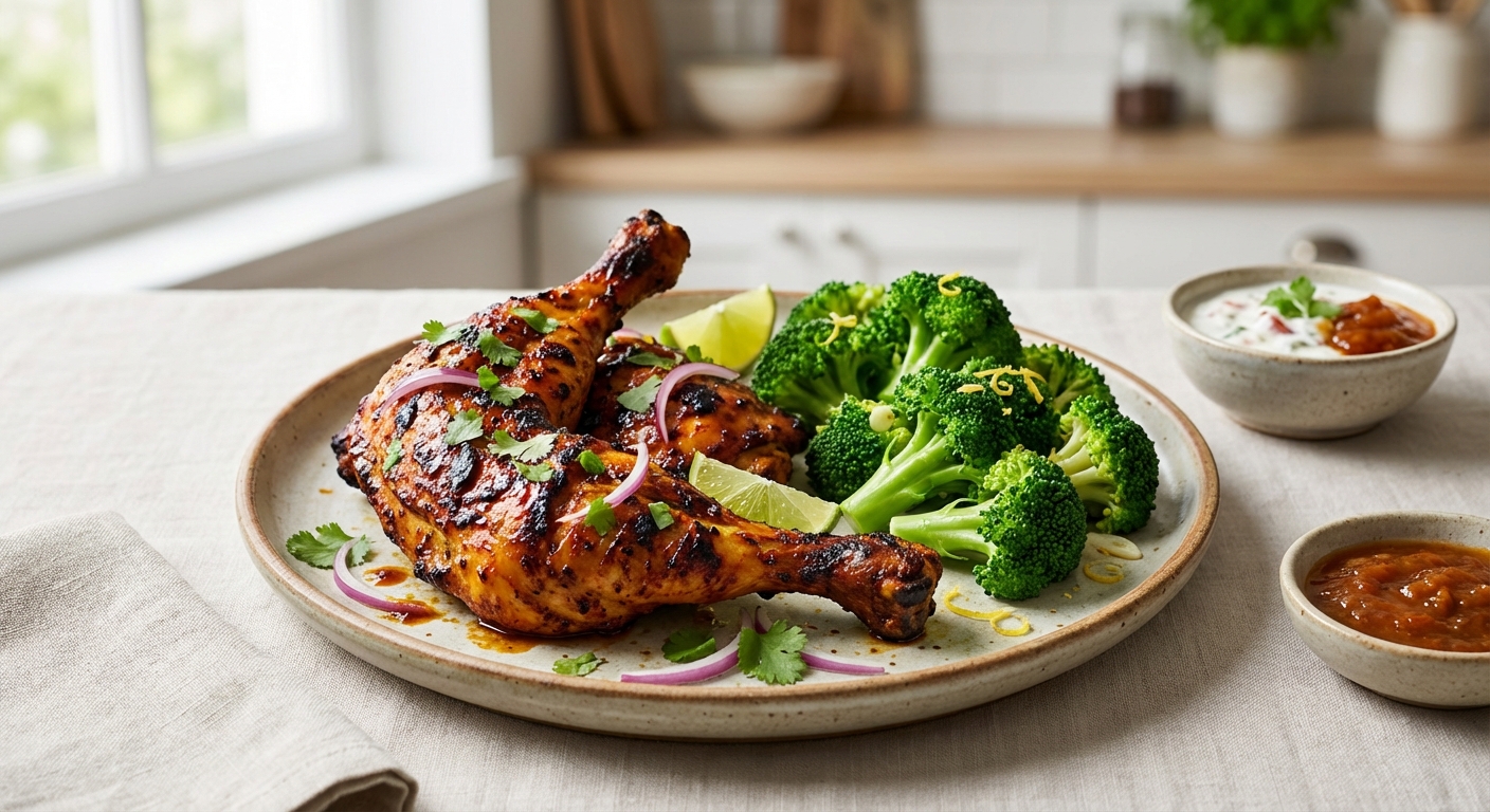 Tandoori Chicken with Steamed Broccoli