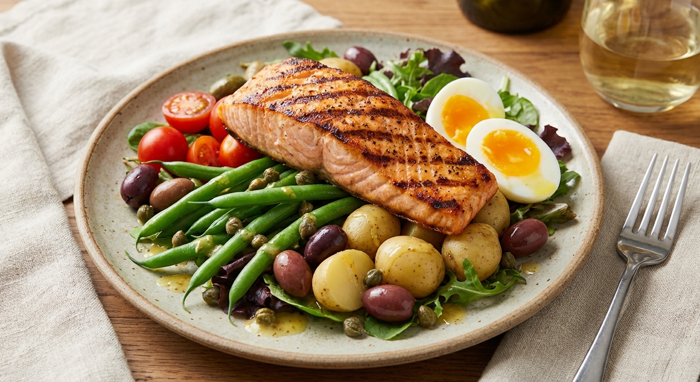 Grilled Salmon Niçoise-style Salad