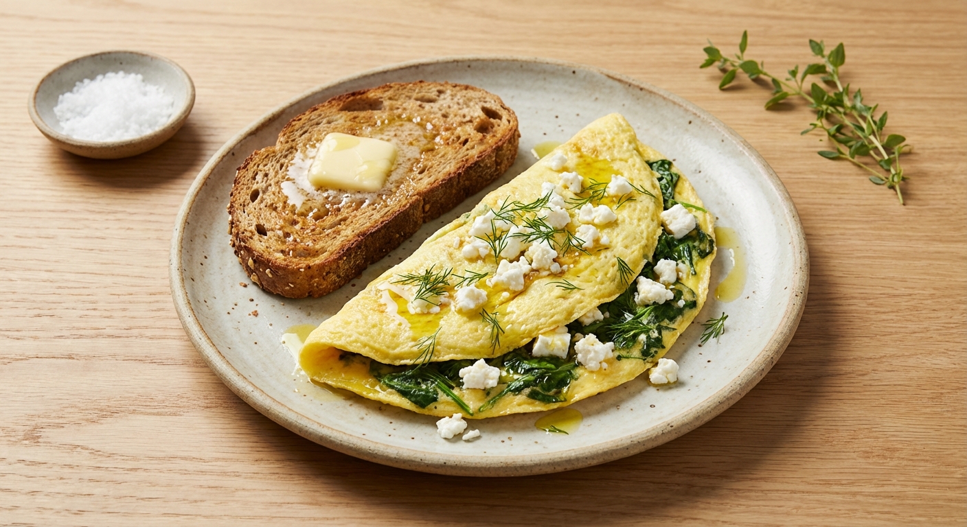 Spinach & Feta Omelette with Whole Grain Toast
