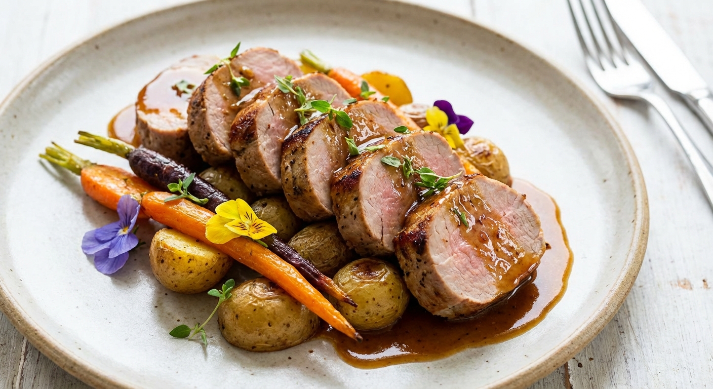 Pork Tenderloin with Roasted Carrots and Baby Potatoes