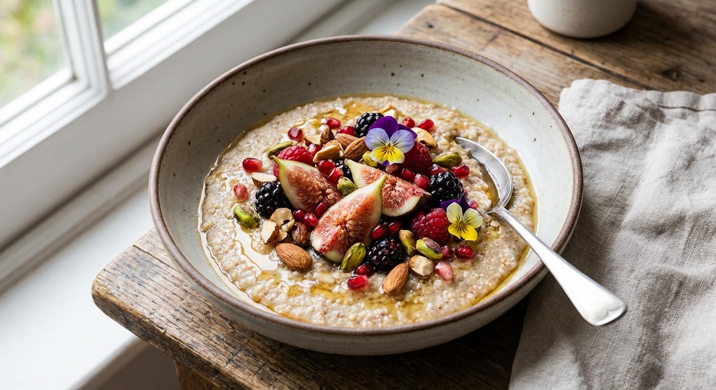 Amaranth Fruit & Nut Porridge with Almonds and Fresh Fruit
