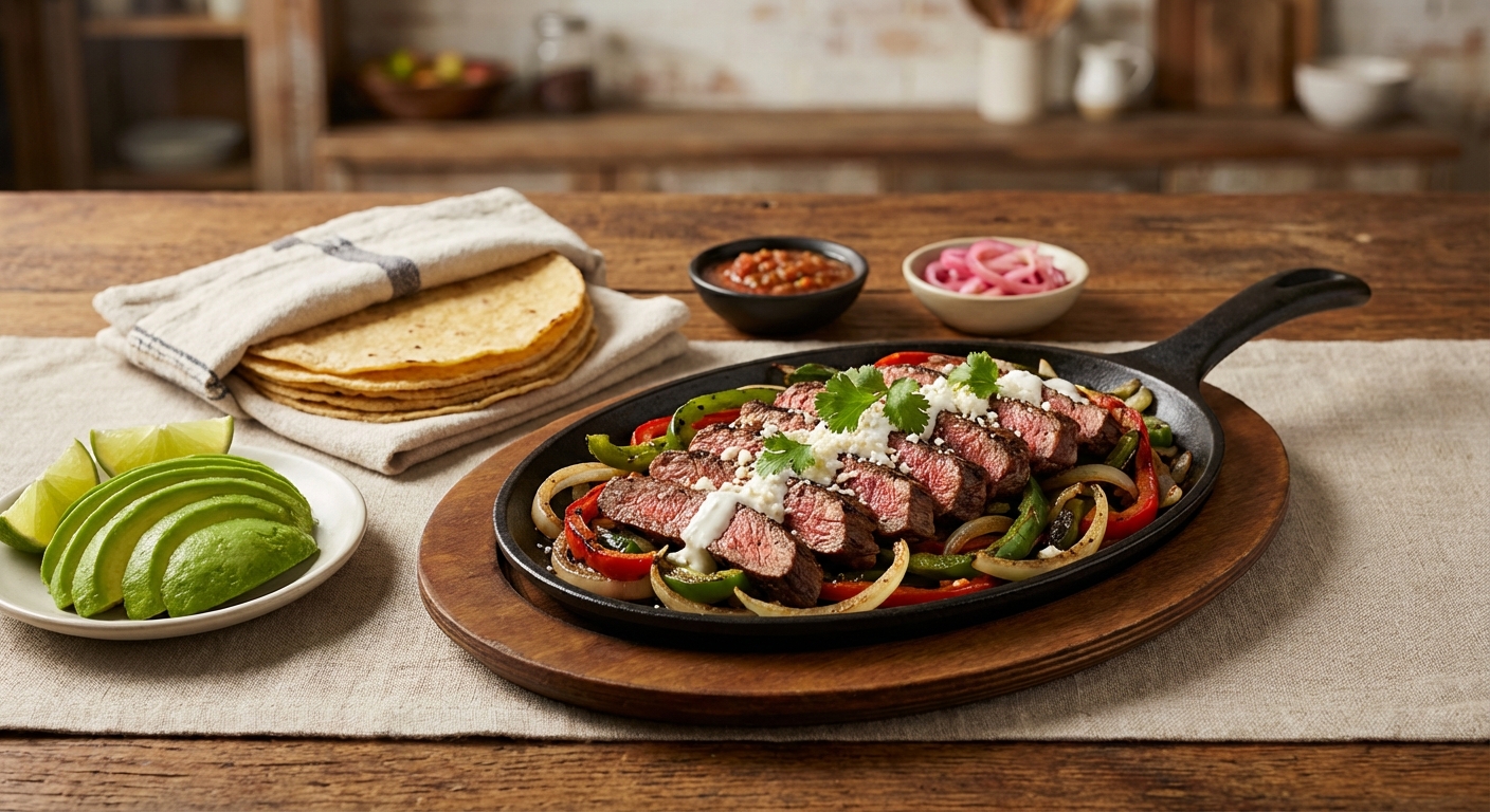 Beef Fajitas with Corn Tortillas & Avocado