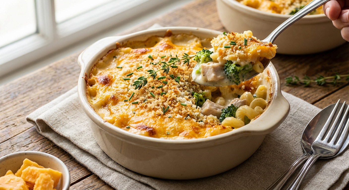 Creamy Chicken & Sharp Cheddar Baked Casserole (Restaurant-Style)