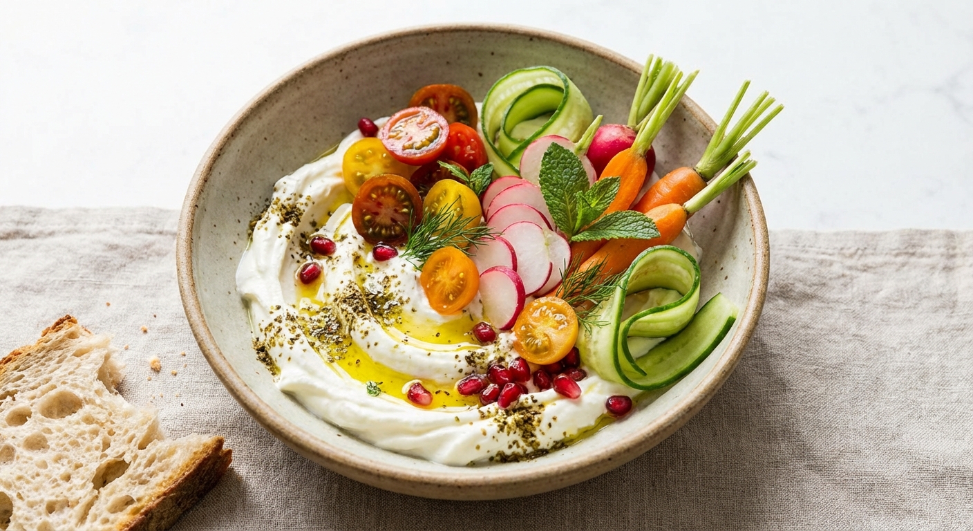 Labneh and Fresh Vegetable Bowl