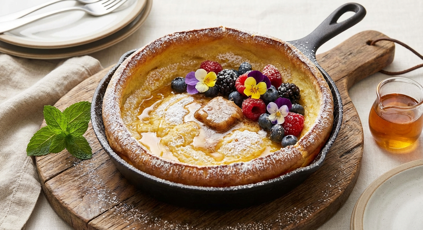 Vanilla Bean & Honey Dutch Baby with Brown‑Sugar Butter - Delicious Homemade Recipe