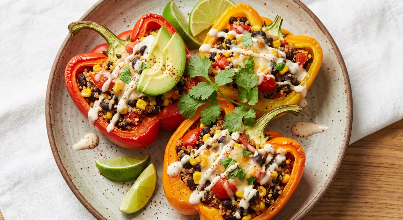 Quinoa and Black Bean Stuffed Bell Peppers