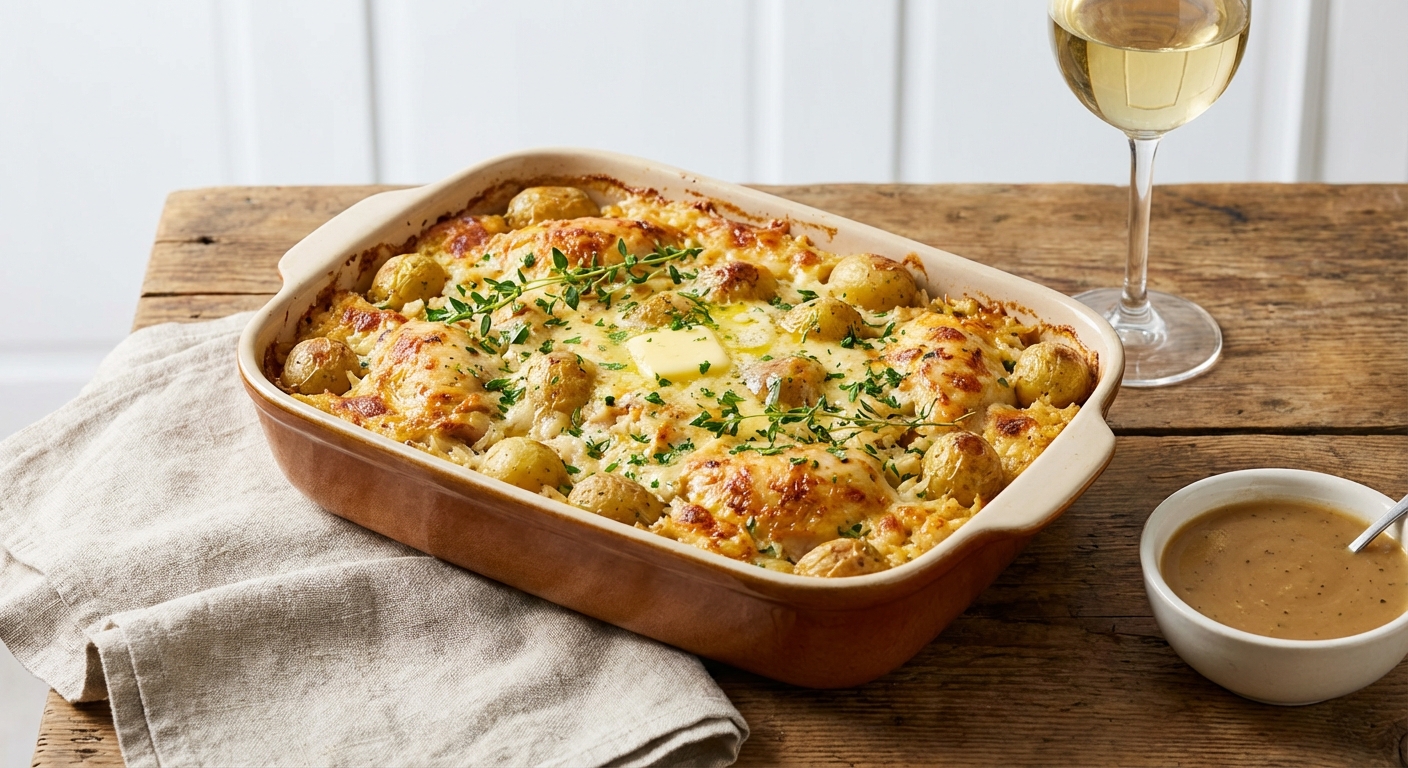 Chicken and Rice Bake with Buttered Potatoes
