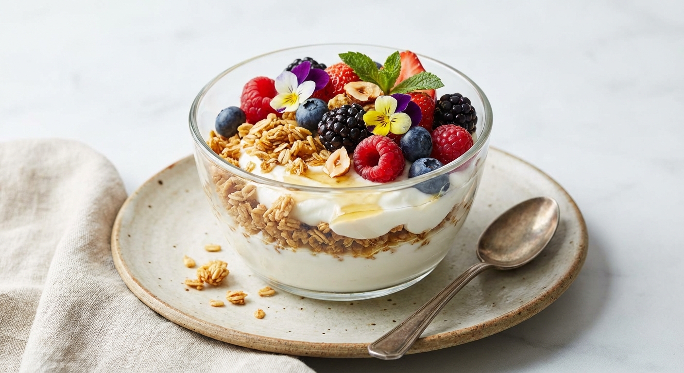 Greek Yogurt Parfait with Granola & Berries