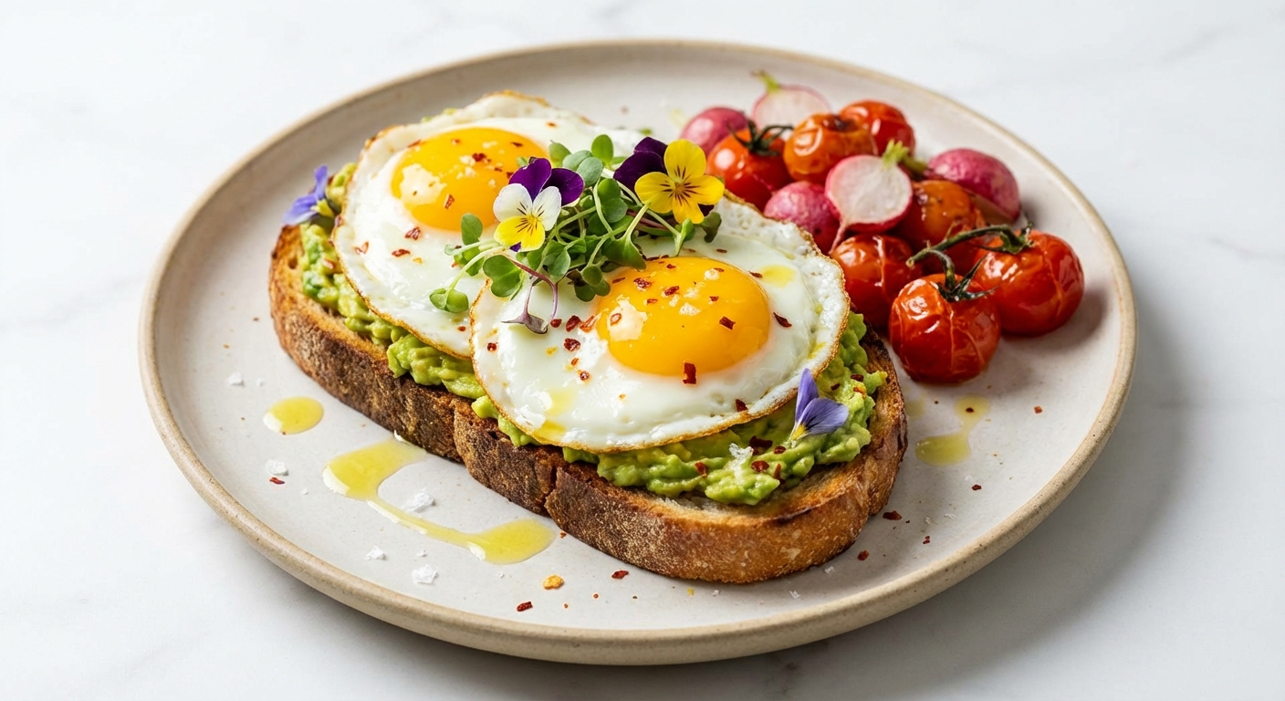 Restaurant-Style Avocado Toast with Sunny-Side Eggs