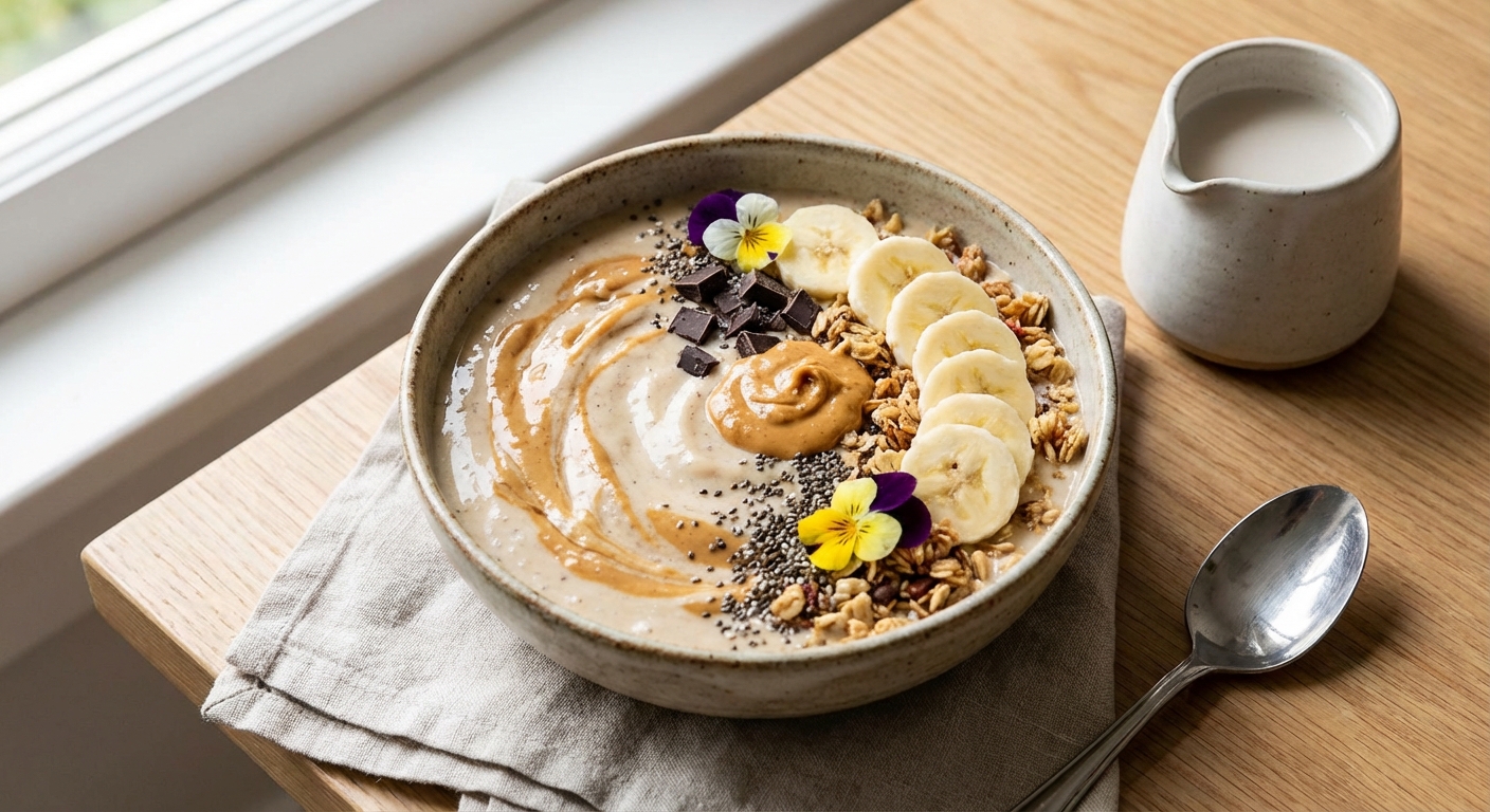 Banana Peanut-Butter Chia Smoothie Bowl