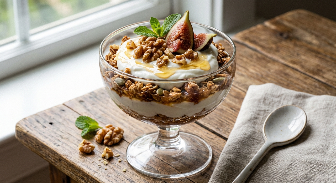 Greek Yogurt Parfait with Granola & Walnuts