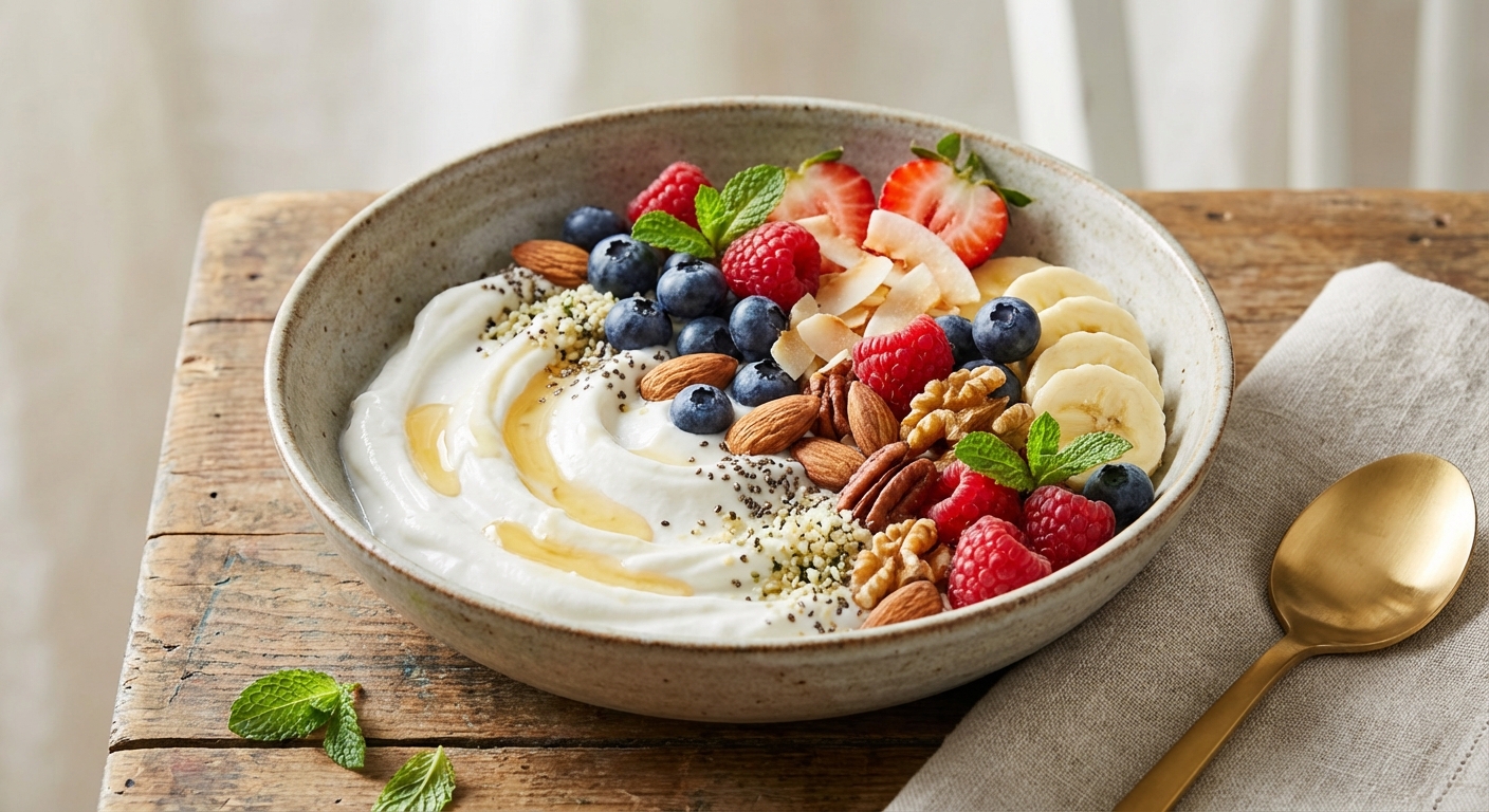 Coconut Yogurt Berry & Banana Nut Bowl (Paleo)