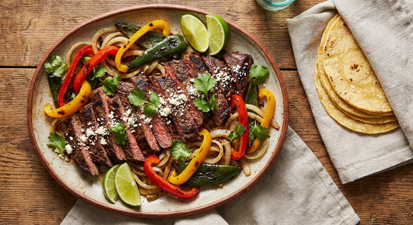 Beef & Pepper Fajitas with Warm Corn Tortillas