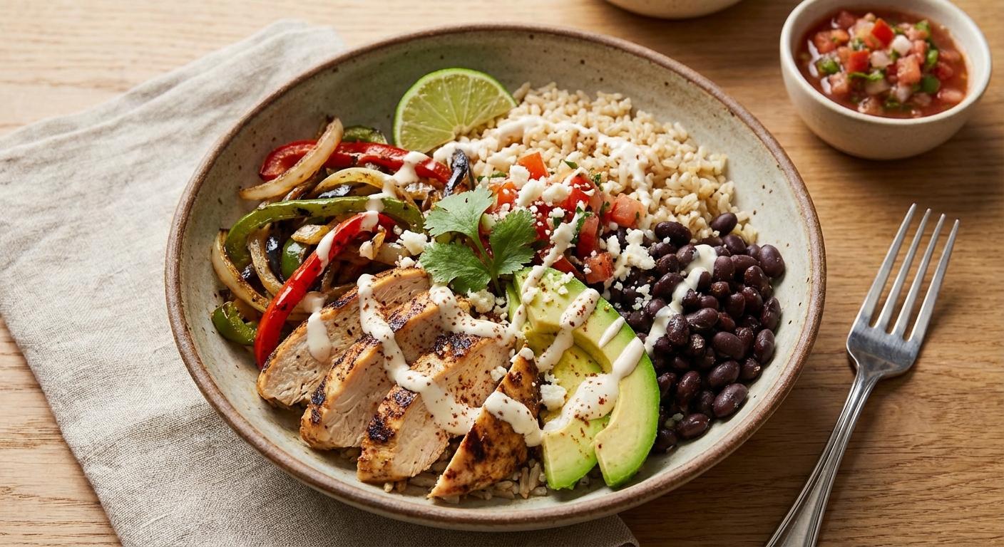 Chicken Fajita Bowls with Brown Rice & Black Beans
