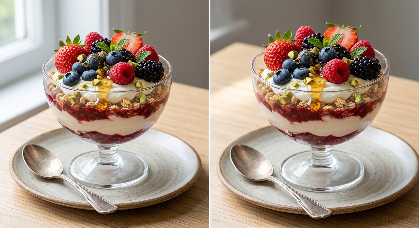 Greek Yogurt Berry Parfait with Honey & Granola