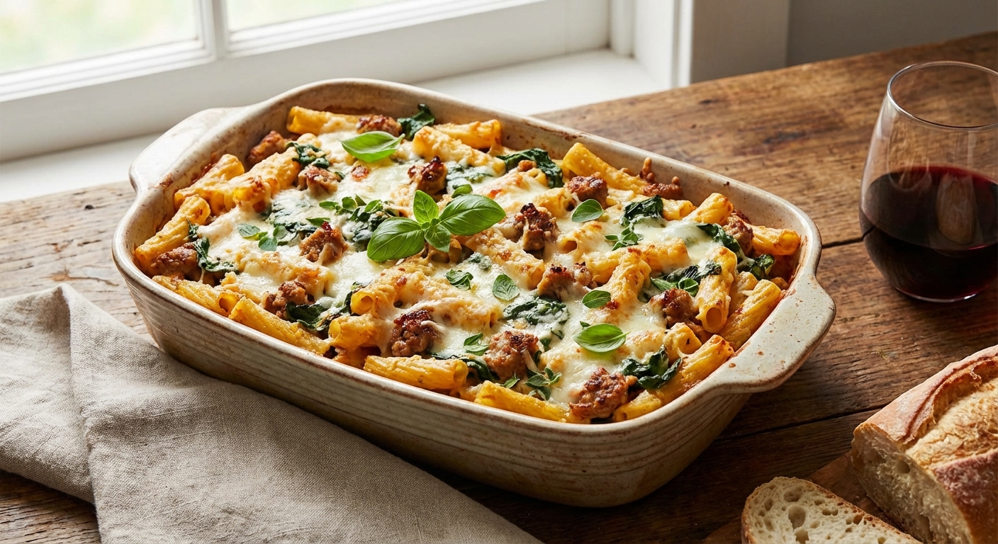 Baked Ziti with Lean Turkey & Spinach