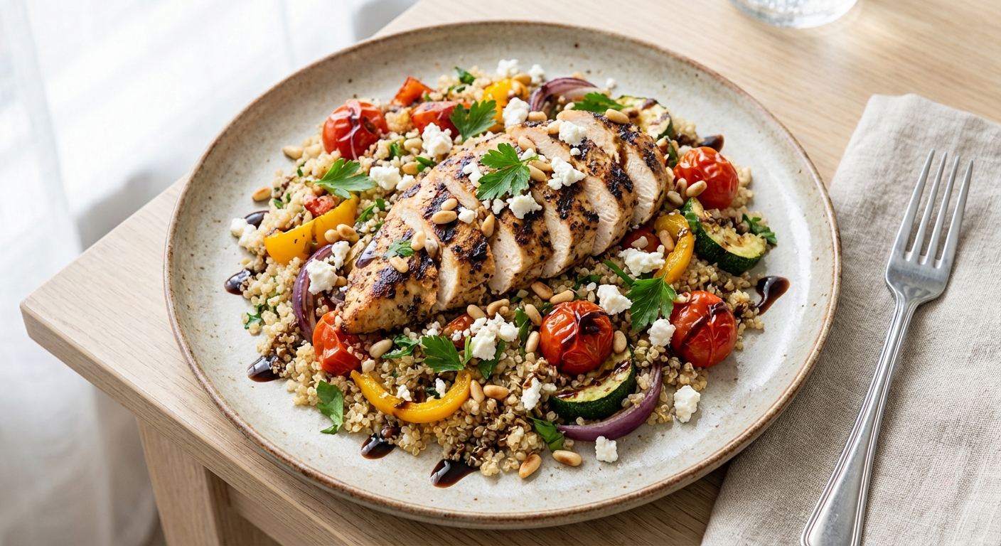 Grilled Chicken & Quinoa Salad with Roasted Veggies