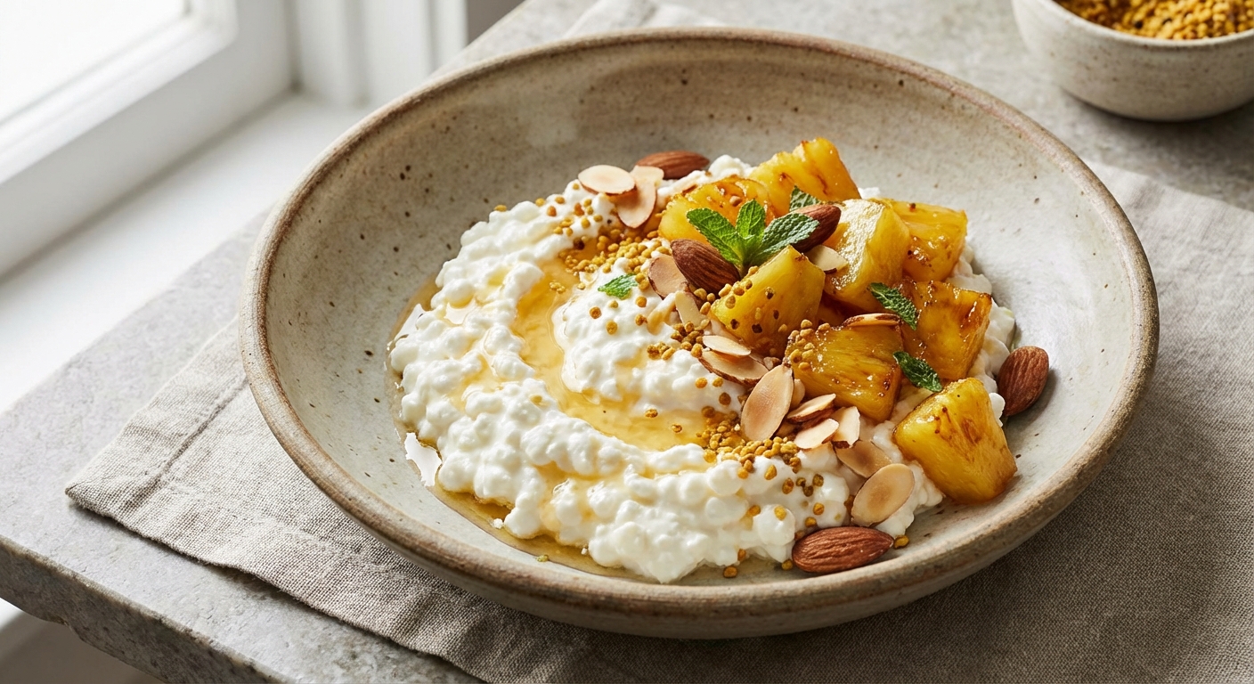 Cottage Cheese with Pineapple & Almonds