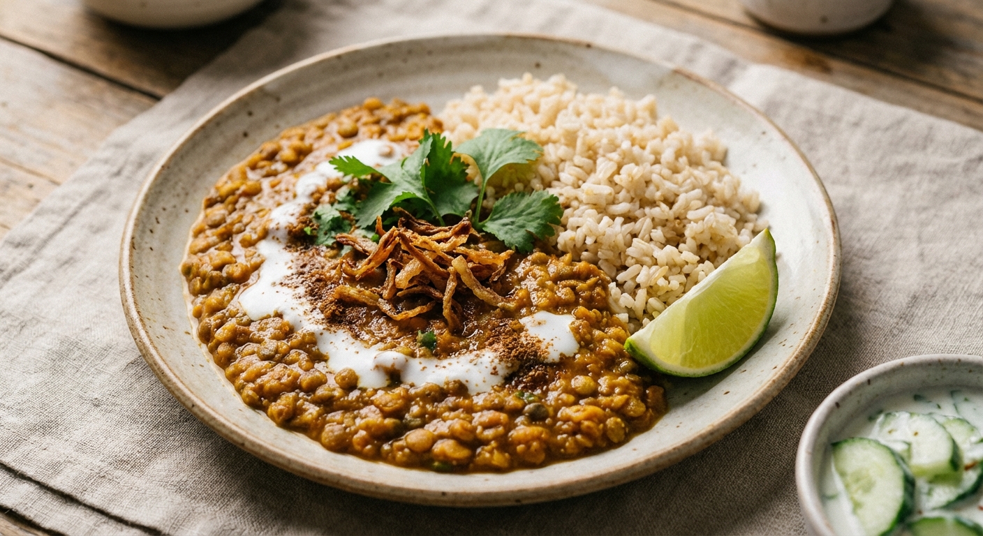 Red Lentil Curry with Brown Rice