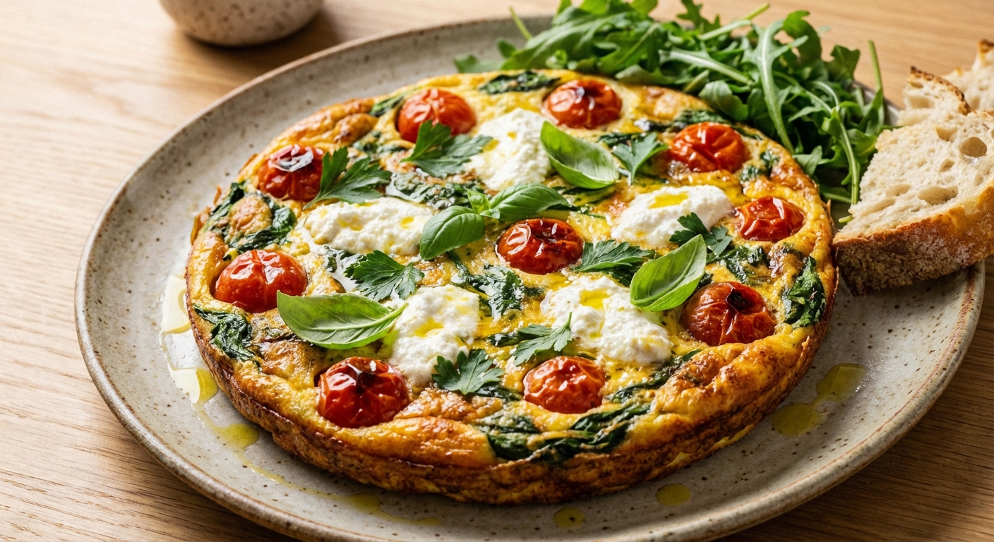Spinach & Ricotta Frittata with Cherry Tomatoes
