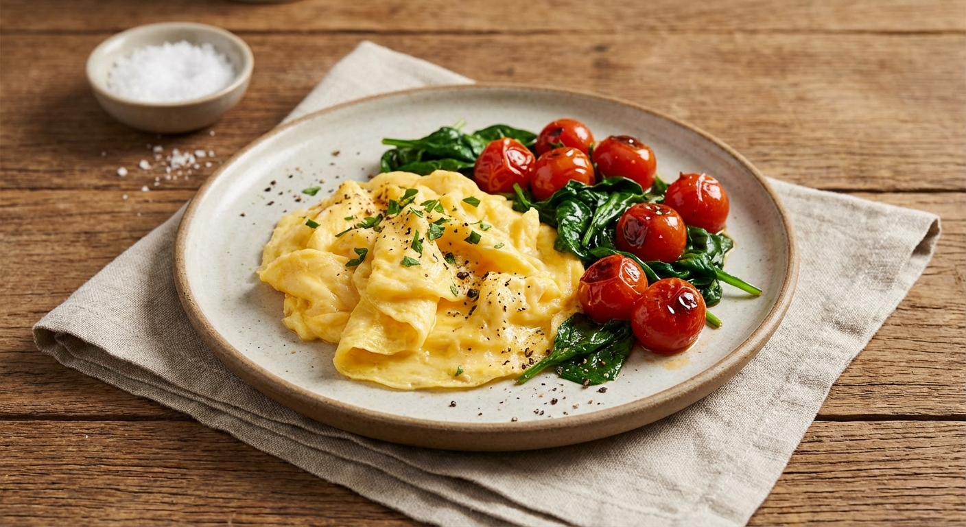 Scrambled Eggs with Spinach & Tomato
