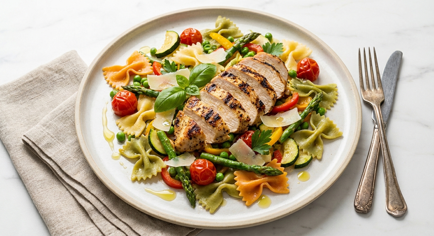 Pasta Primavera with Grilled Chicken