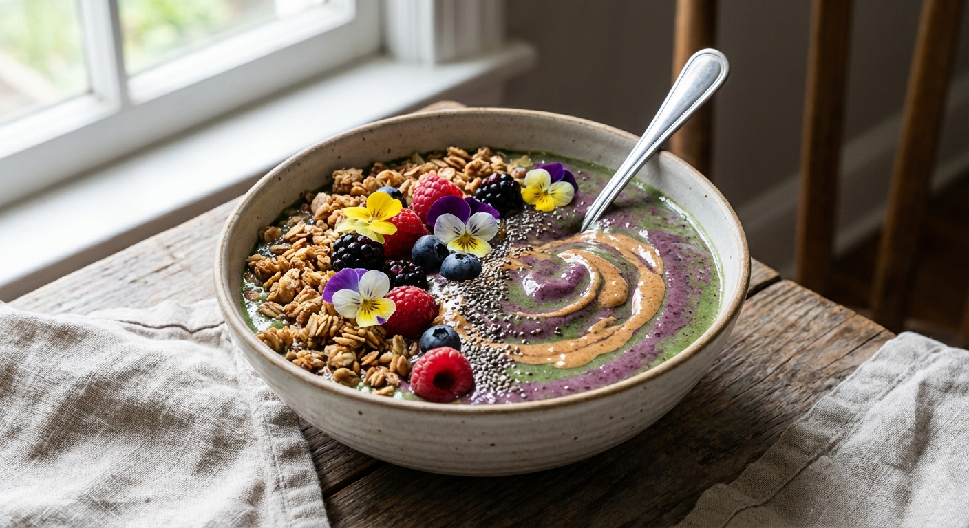 Berry-Spinach Protein Smoothie Bowl with Granola