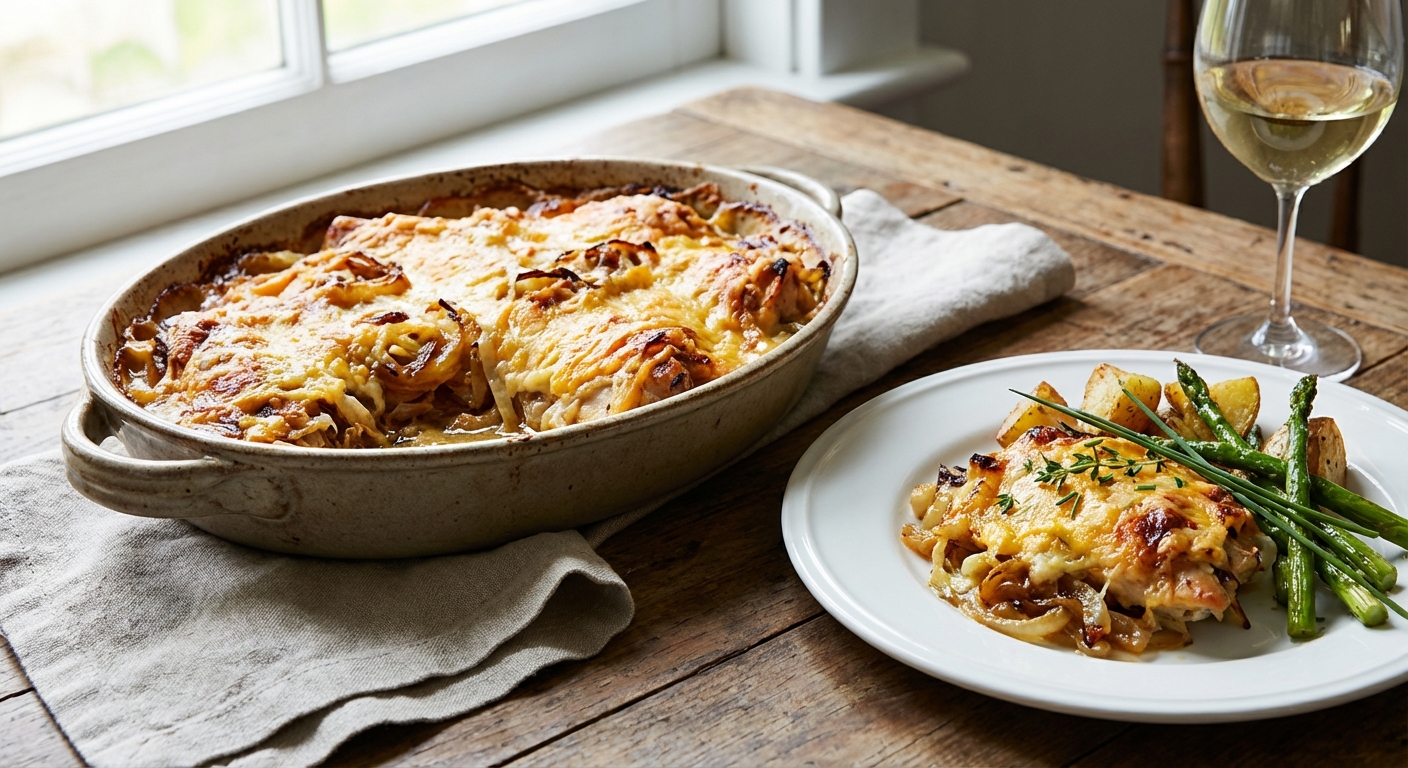 Cheesy Chicken and Onion Bake