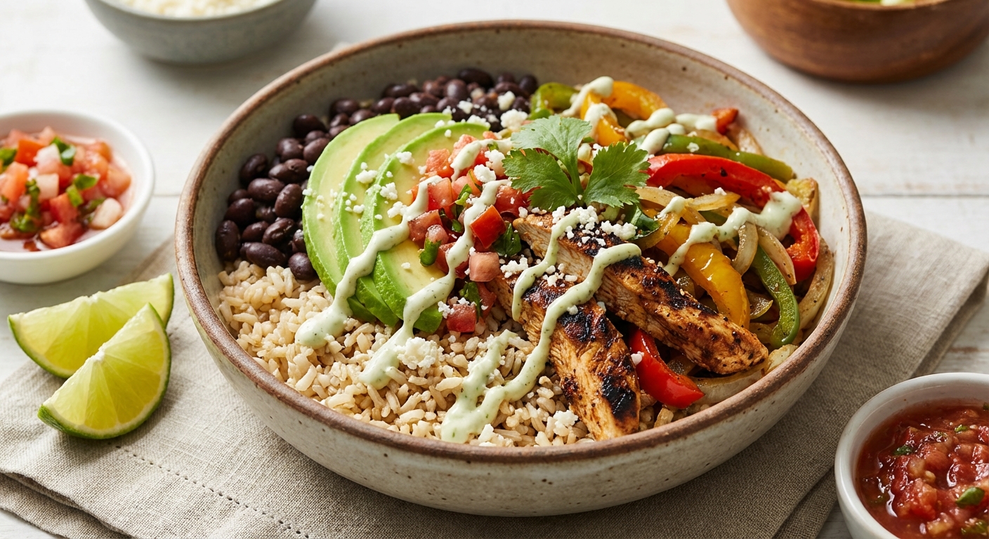 Chicken Fajita Bowls with Brown Rice & Black Beans