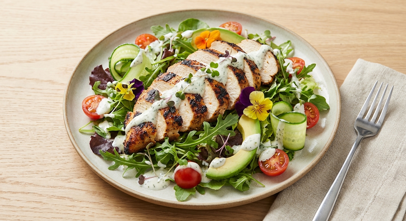 Grilled Chicken Salad with Yogurt-Herb Dressing