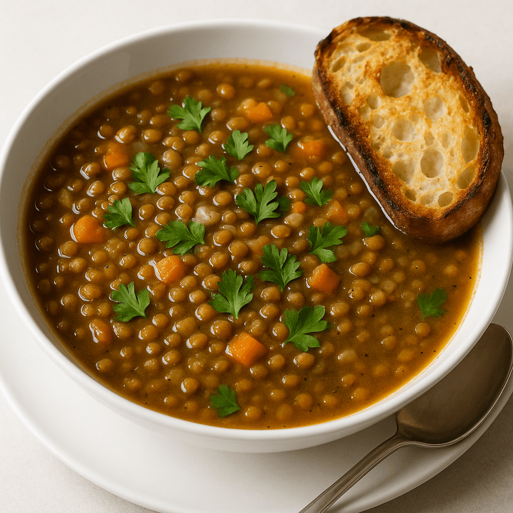 Lentil Soup with Crusty Bread