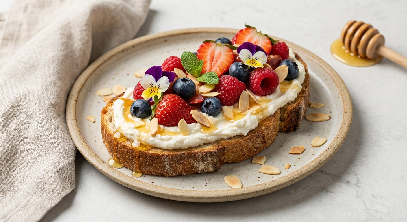 Ricotta Toast with Honey, Berries & Toasted Almonds