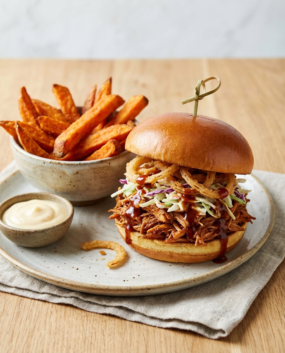 BBQ Turkey Burger with Sweet Potato Fries