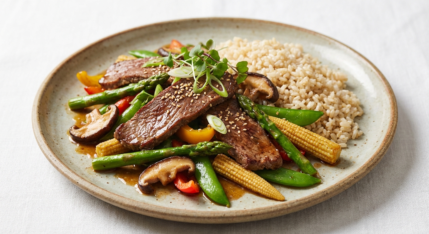 Beef & Vegetable Stir-Fry with Brown Rice