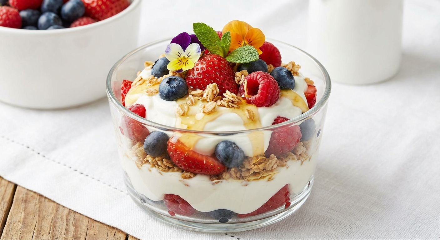 Greek Yogurt Berry Parfait with Honey & Granola
