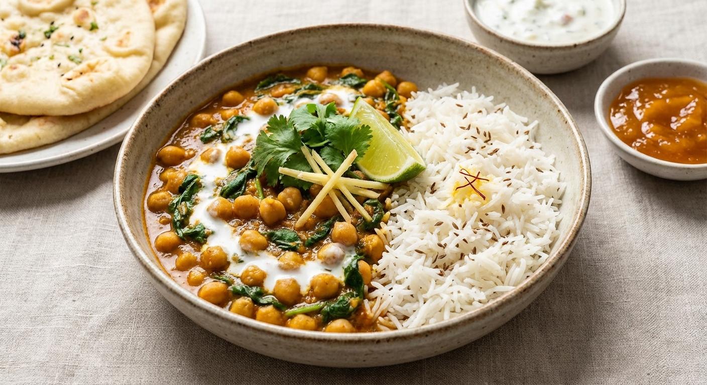 Chickpea & Spinach Curry with Basmati Rice
