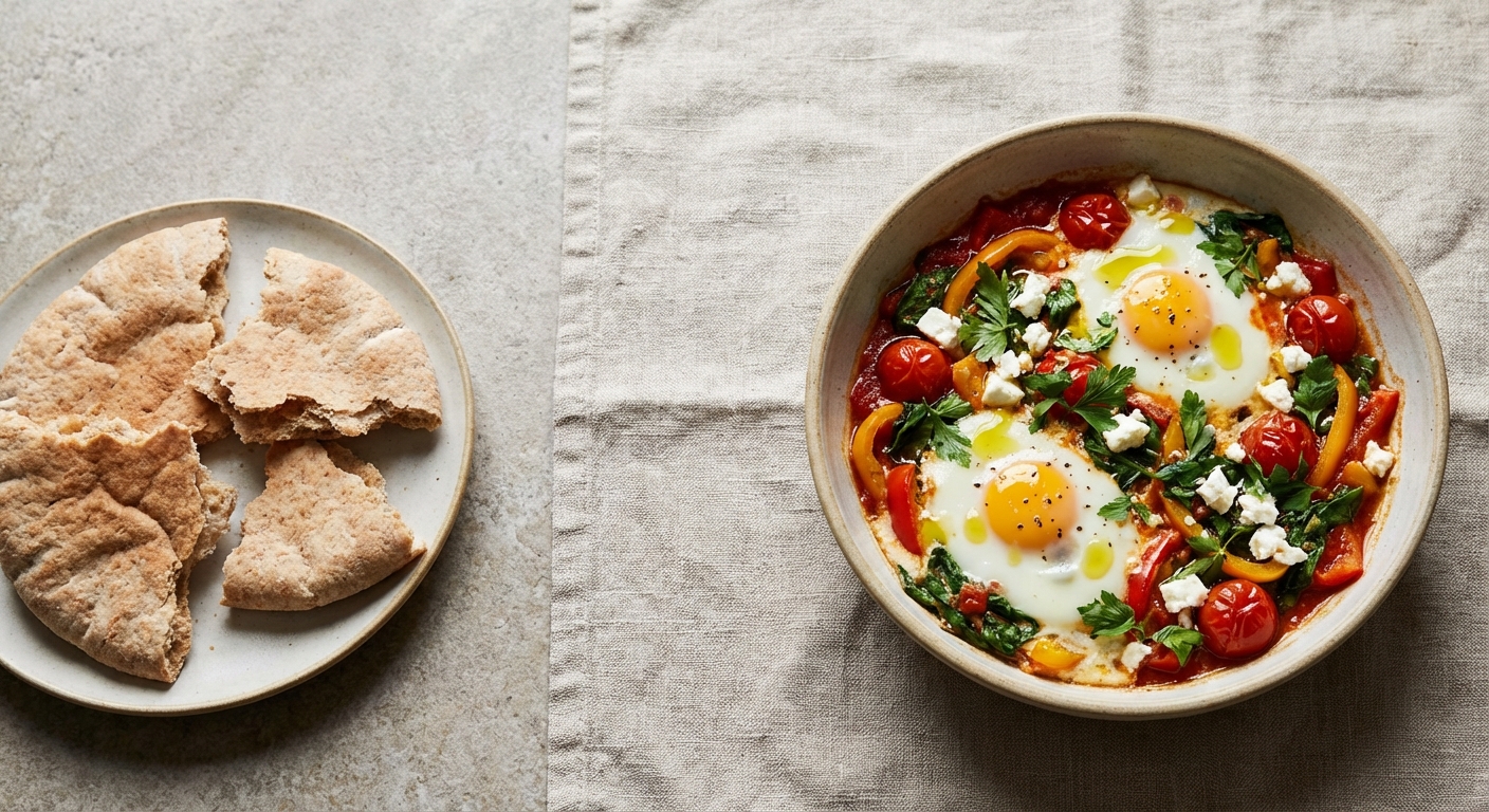 Light Shakshuka with Whole-wheat Pita