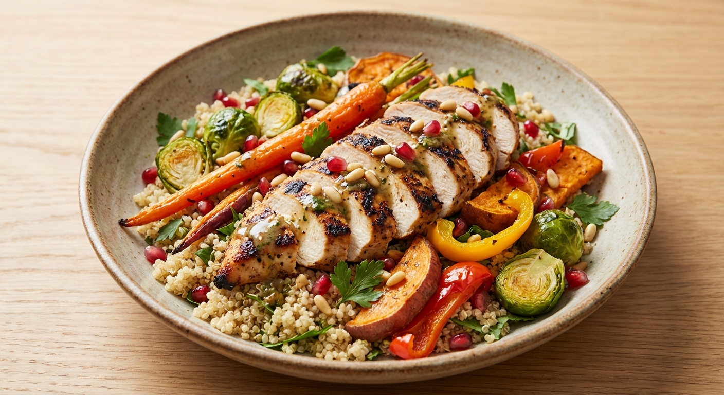 Grilled Chicken & Quinoa Salad with Roasted Veggies