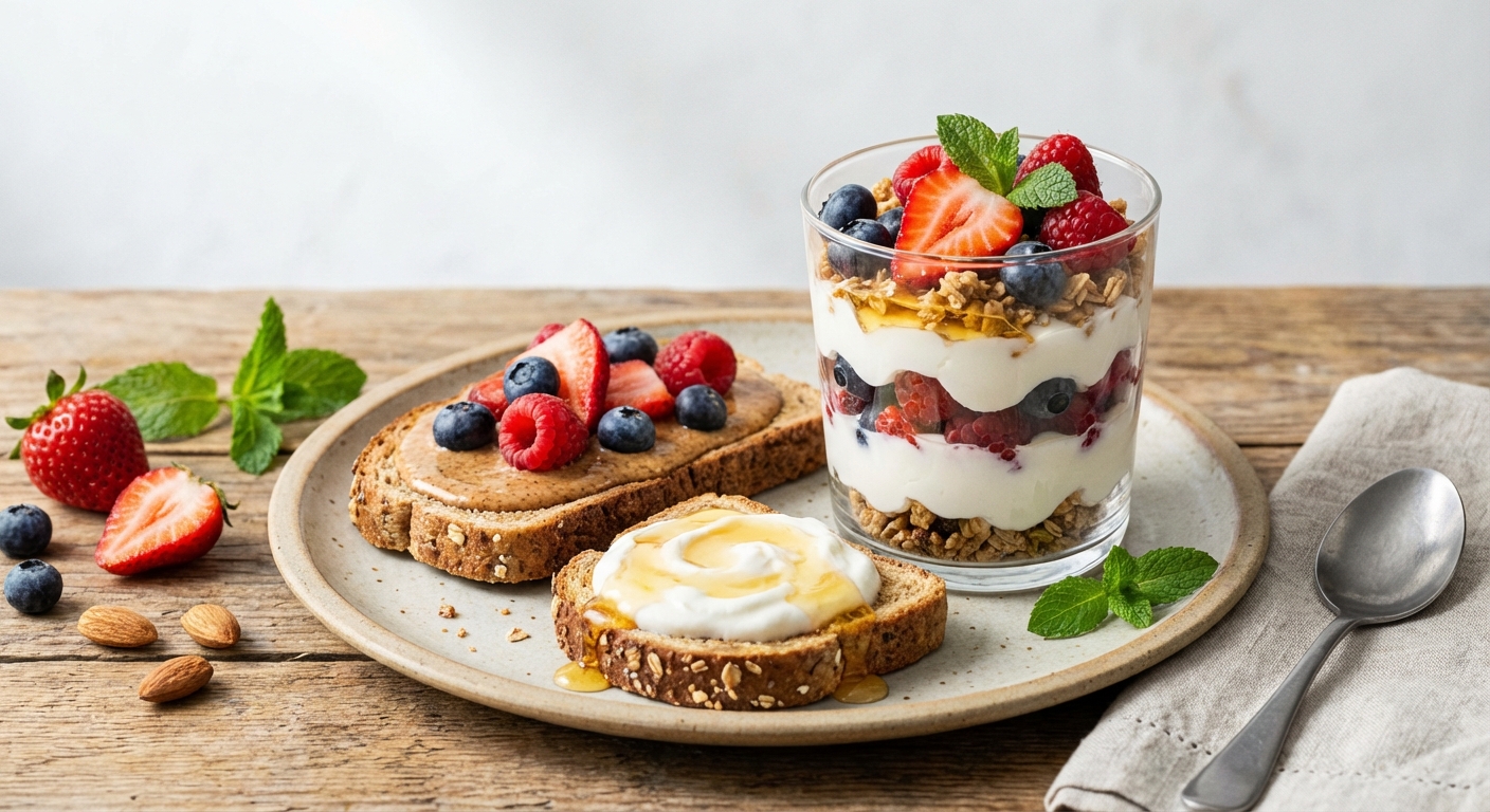 Greek Yogurt & Berry Parfait with Whole-Grain Toast