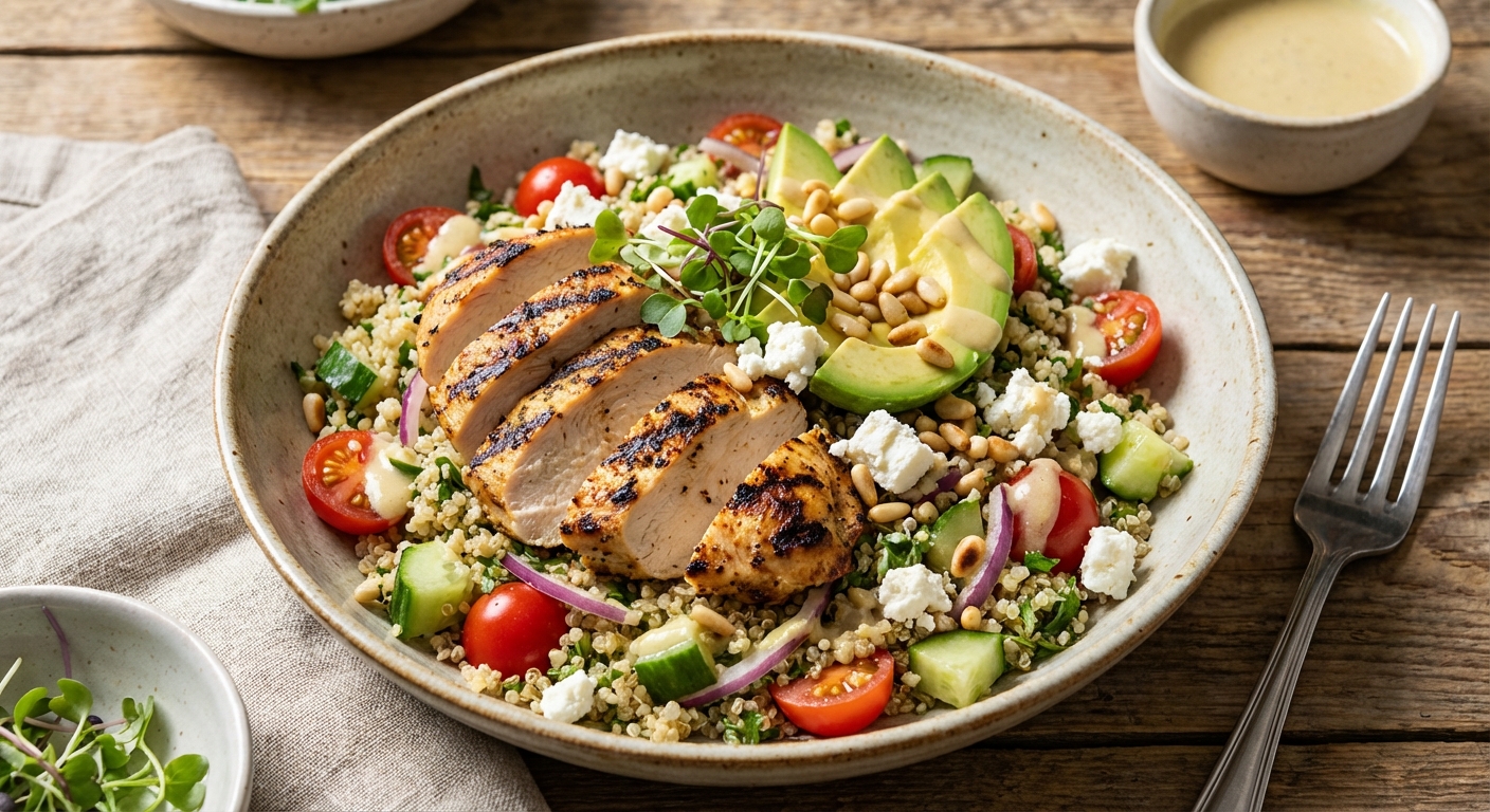 Grilled Chicken & Quinoa Salad with Avocado & Feta
