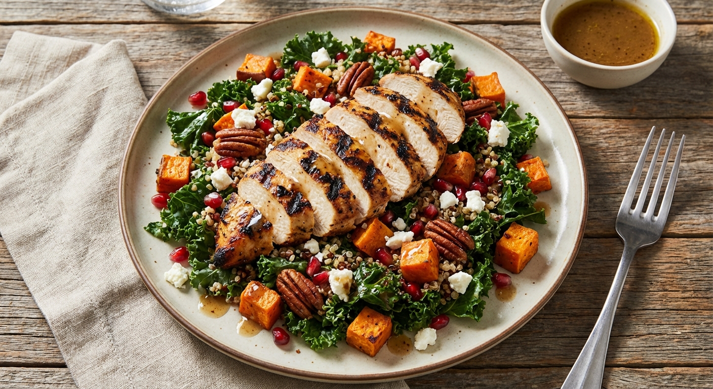 Grilled Chicken, Roasted Sweet Potato & Kale Salad