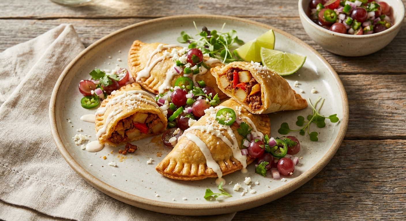 Chorizo and Veggie Empanadas with Grape Salsa