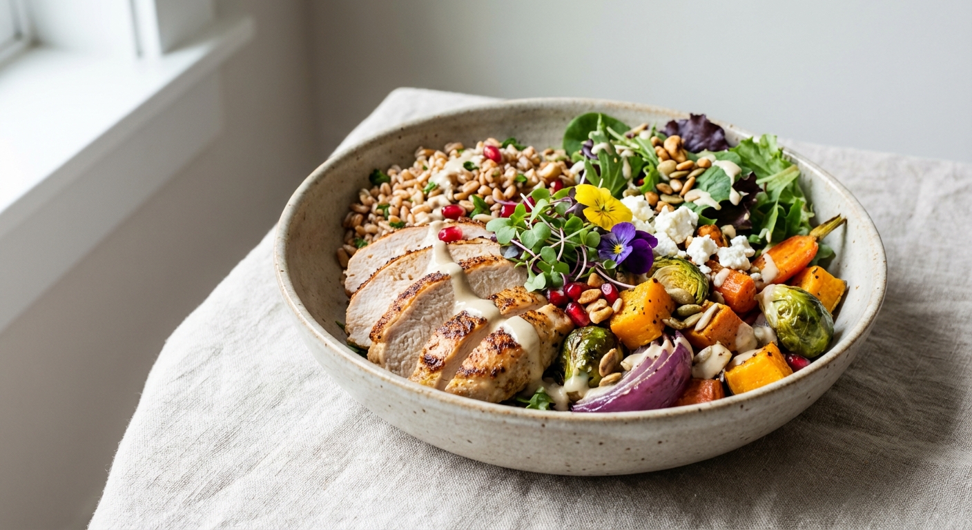 Turkey & Farro Grain Bowl with Roasted Vegetables